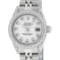 Rolex Ladies Quickset Stainless Steel White Diamond Lugs And Datejust Wristwatch