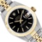 Rolex Ladies 18K Two Tone Gold And Steel Black Index 18K Yellow Gold Fluted Beze
