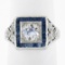 Antique Art Deco Platinum 1.42 ctw European Diamond & Sapphire Engagement Ring