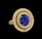 14KT Yellow Gold 3.40 ctw Tanzanite and Diamond Ring