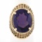Vintage 14k Gold Oval Synthetic Alexandrite Crisscross Open Work Solitaire Ring