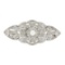 Antique Edwardian 18k & Platinum Pearl 3.6 ctw Old Cut Diamond Milgrain Pin Broo