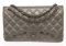 Chanel Grey Leather Large Double Flap Shoulder Bag