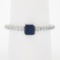 New 14k Gold 0.70 ctw Square Cut Sapphire Diamond Solitaire Stack Engagement Rin