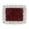 Vintage Platinum Floral Carved Ruby 2.88 ctw Old European Diamond Halo Pin Brooc