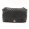 Chanel Black Quilted Soft Lambskin Leather Single Jumbo Flap Shoulder Bag