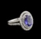 2.22 ctw Tanzanite and Diamond Ring - 14KT White Gold
