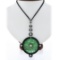 Vintage Georg Hornemann Carved Jadeite Jade Black Onyx Diamond Pendant Necklace