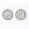 NEW 14k White Gold 0.83 ctw Round Bezel Diamond w/ Halo & Milgrain Stud Earrings