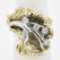 Vintage 14k TT Gold .30 ctw Diamond Textured Floral Nugget Statement Cocktail Ri