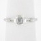 Vintage 14k Gold Illusion Set Emerald Cut Diamond Solitaire w/ Accents Ring