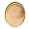 Vintage 14k Gold Large Detailed Oval Carved Shell Cameo Brooch Pin Pendant