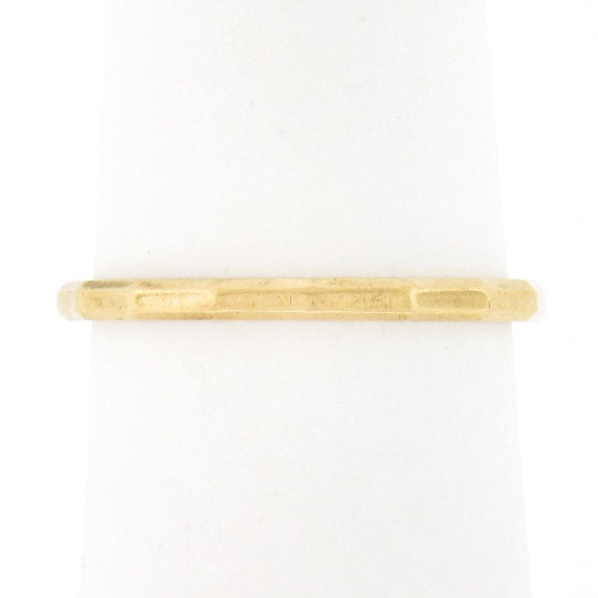Vintage 14k Yellow Gold 1.6mm Polished Faceted Eternity Stack Wedding Band Ring