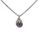 14kt WG Diamond Pearl Pendant and chain