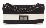 Chanel Black White Canvas 2.55 Reissue Flap Shoulder Bag