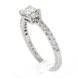 14k White Gold 1.21 ctw GIA Emerald Cut Sideways Diamond Solitaire Engagement Ri