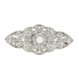 Antique Edwardian 18k & Platinum Pearl 3.6 ctw Old Cut Diamond Milgrain Pin Broo