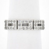 14k White Gold 0.87 ctw Pave Set Diamond Open Rectangular Near Eternity Band Rin