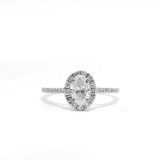 0.74 ctw Diamond Halo Wedding Ring - 14KT White Gold