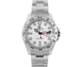 Rolex Mens Stainless Steel 42MM White Dial Explorer 2 With Rolex Box