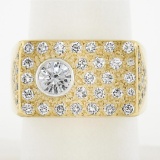 Men's Solid 18k Yellow Gold 0.87 ctw Brilliant Diamond Wide Band Ring