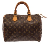 Louis Vuitton Brown Monogram Leather Speedy 30 Satchel Bag
