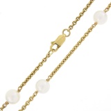 Estate 14k Yellow Gold 7.5mm White Pearl By The Yard 23.5