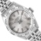 Rolex Ladies Stainless Steel Silver Index Pyramid Diamond Bezel Date Watch