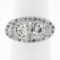 Antique Art Deco 14K White Gold 1.45 ctw 2 Old European Diamond Pave Cluster Rin