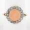 Antique Edwardian 18K Gold Platinum Button Angel Skin Coral w/ Diamond Halo Ring
