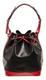 Louis Vuitton Black and Red Bicolor Epi Leather Noe Shoulder Bag
