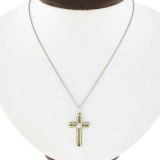 18K TT Gold 0.60 ctw Round Diamond Open Cross Pendant w/ 18.5