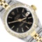 Rolex Ladies Sapphire Quickset Black Index Yellow Gold Diamond Bezel Datejust Wi