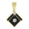 Vintage 14K Gold Inlaid Black Onyx & 0.28 ctw Bezel Round Diamond Enhancer Penda