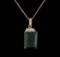 14KT Rose Gold 18.78 ctw Emerald and Diamond Pendant With Chain