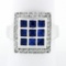 De Hago 18k White Gold 2.65 ctw Sapphire Diamond Square Dome Platter Cocktail Ri
