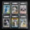 Set of (6) SGC Graded Topps Baseball Cards - HOF Stars incl. Alomar, Murray, Mol