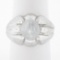 Unisex Vintage 14K Gold 5.40 ctw Oval Cabochon White Star Sapphire Domed Wide Ri