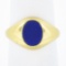 Classic 14k Yellow Gold Bezel Oval Cabochon Blue Lapis Polished Domed Band Ring