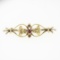 Vintage 14K Yellow Gold Round Blood Red Ruby Foliage Hand Etched Bar Pin Brooch