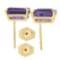 NEW 14k Yellow Gold 2.64 ctw Emerald Cut Prong Set Purple Amethyst Stud Earrings