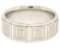 Men's 14k Solid White Gold Comfort Fit Dual Finish Coffered Band Ring Size 7
