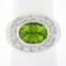 18k White Gold 4.11 ctw Oval Peridot & Pave Diamond Matte Hammered Cocktail Ring