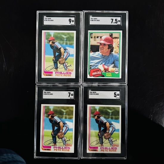 Set of (4) Pete Rose Baseball Cards - 1981 & 1982 Topps - All SGC Graded