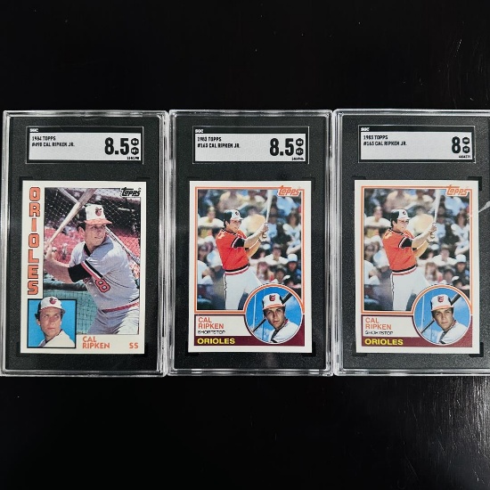 Set of (3) Cal Ripken Jr. 1983-1984 Topps Graded Cards