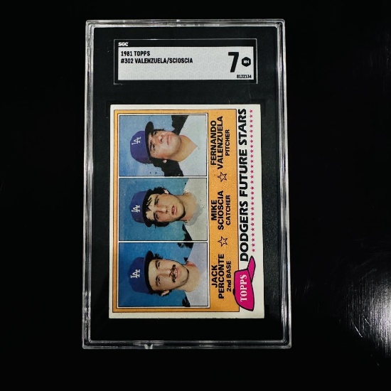 1981 Topps #302 Dodgers Future Stars - Valenzuela/Scioscia/Perconte - SGC 7