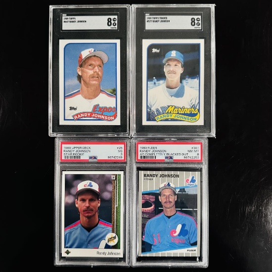 Set of (4) Randy Johnson Rookie and Early Career Cards