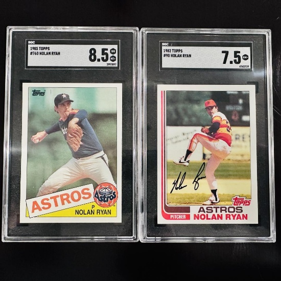 Set of (2) Nolan Ryan Houston Astros Topps Baseball Cards - SGC Graded