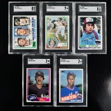 Set of (5) Topps Baseball Cards - SGC Graded w/ Ripken Jr., Gwynn, Carter