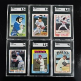 Set of (6) SGC Graded Topps Baseball Cards - HOF Stars incl. Alomar, Murray, Mol